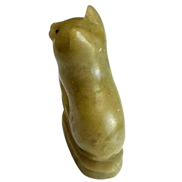 Mini New Jade Carved Cat Figurine 1 3/4" Hand Carved Stone Animal Green - Picture 5 of 6